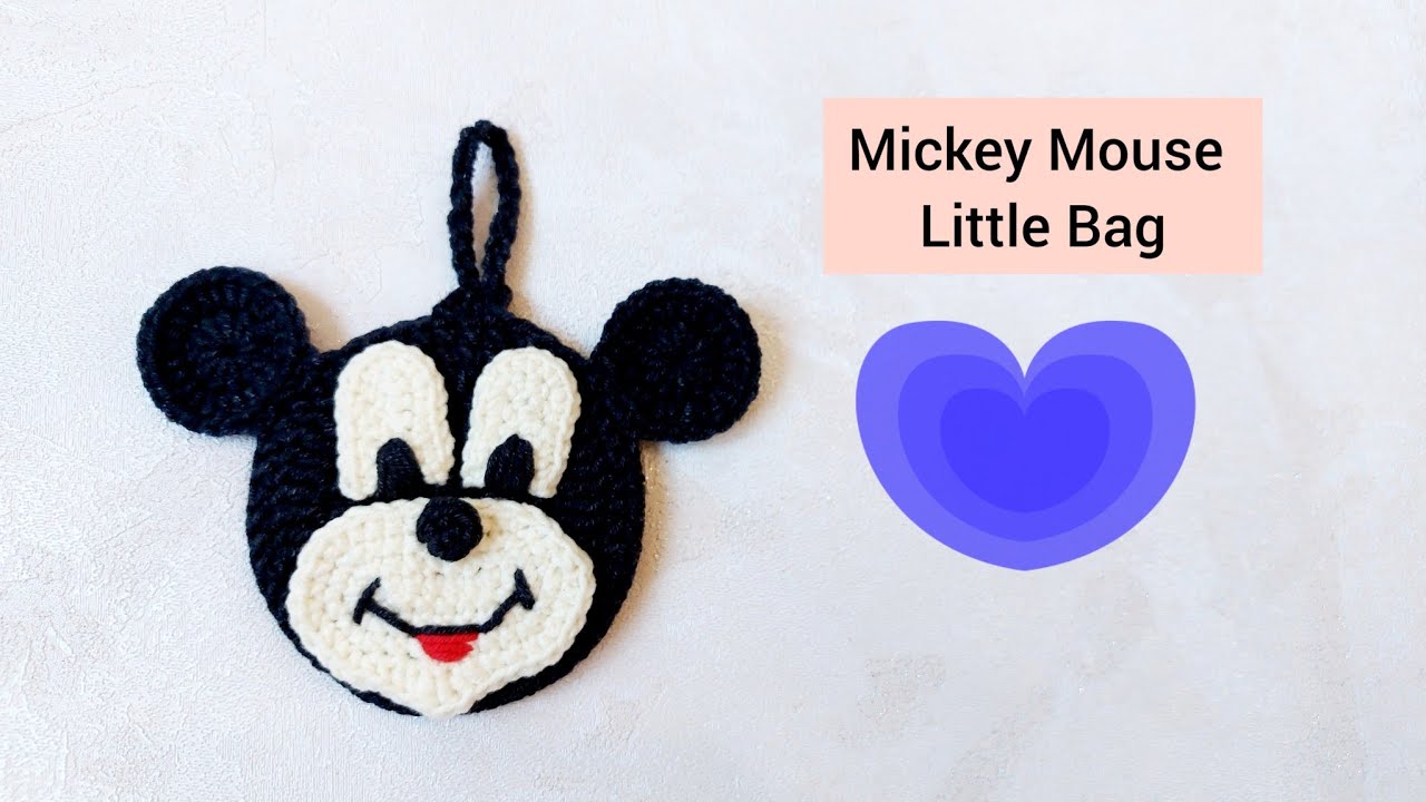 Cute Mickey Mouse Bag /Crochet Mickey Mouse Applique and Little Purse