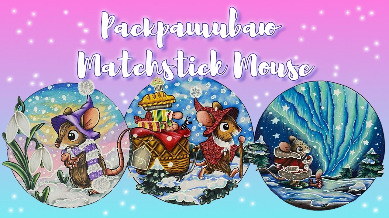 Процесс раскрашивания Matchstick Mouse/Зимние иллюстрации🐭❄️