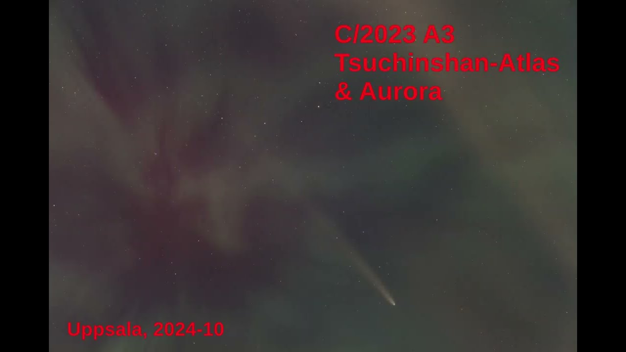 Aurora & Comet C/2023 A3 Tsuchinshan-Atlas, Uppsala, 2024-10