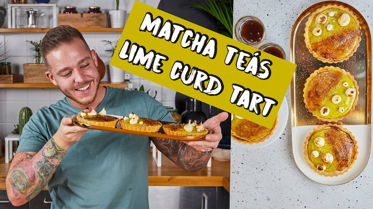 Pikáns matcha teás lime curd tart