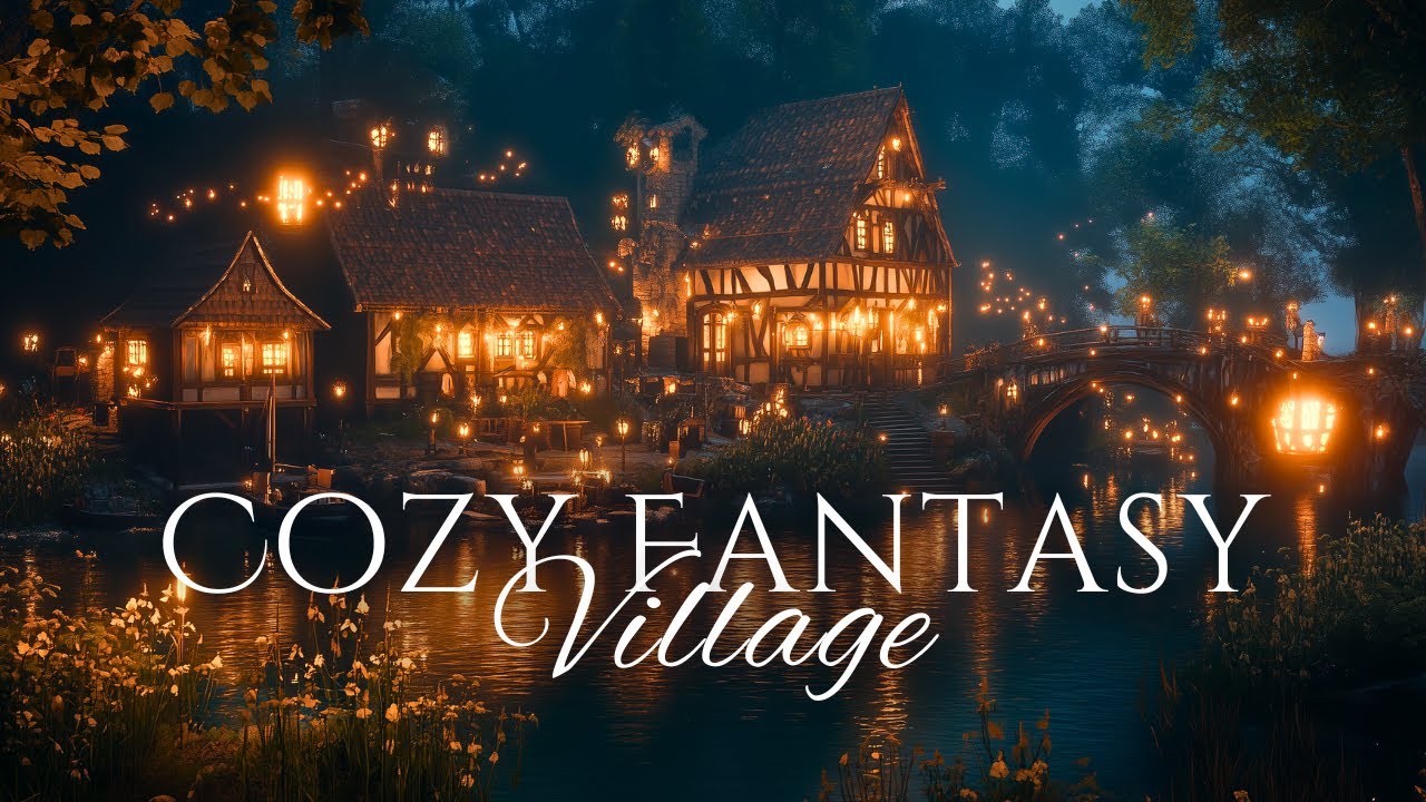 Cozy Night Village | Fantasy Music and Ambience 🍃🎶 NO MID-ROLL ADS