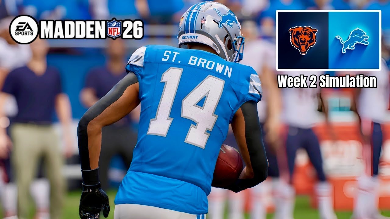 Lions vs Bears | Week 2 Madden 25 Simulation (2026 Rosters | Full CPU Game)