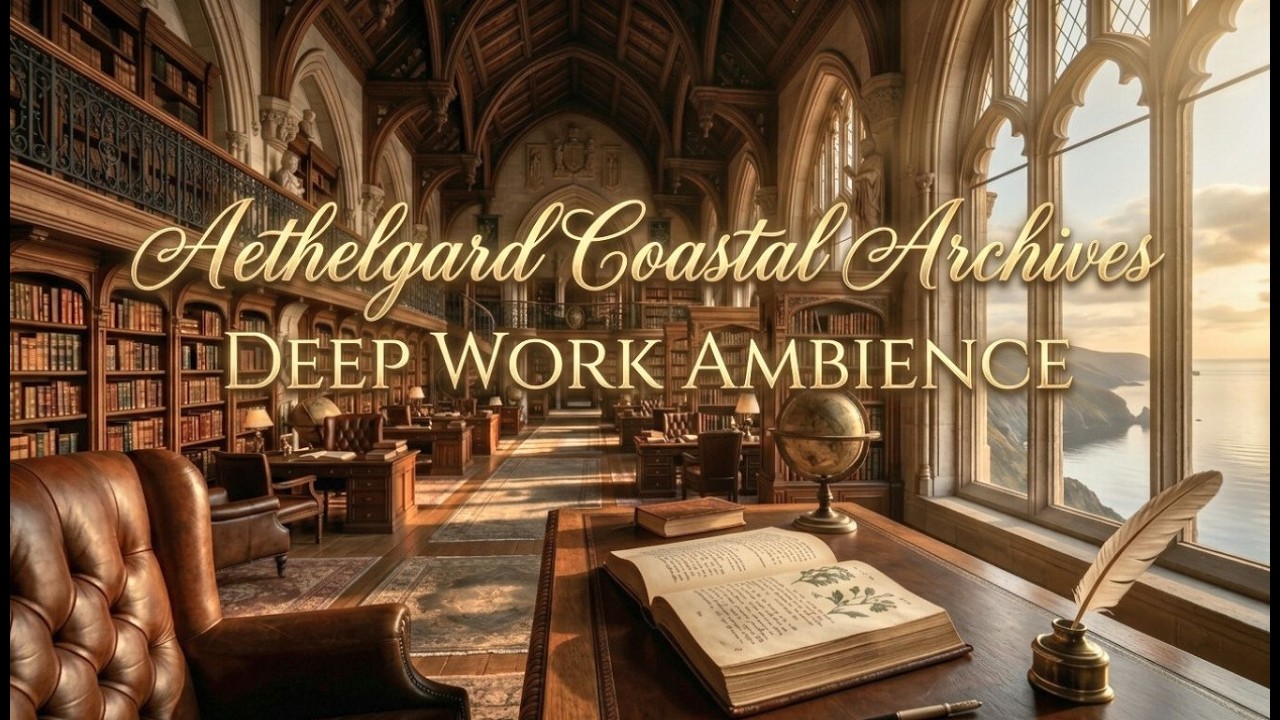 Deep Work at Aethelgard Coastal Archives 🕊️ Light Academia Morning Ambience & Classical Strings