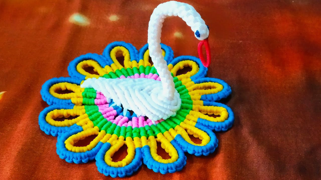Macrame Swan 🦢 Mat Design No-2/How To Make Macrame Swan Mat/Very Easy And Simple Design