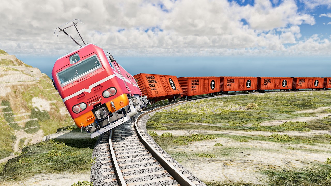 Trains vs Mountain Derailments #40 &ndash; BeamNG.drive Train Accident | BeamNG High Speed