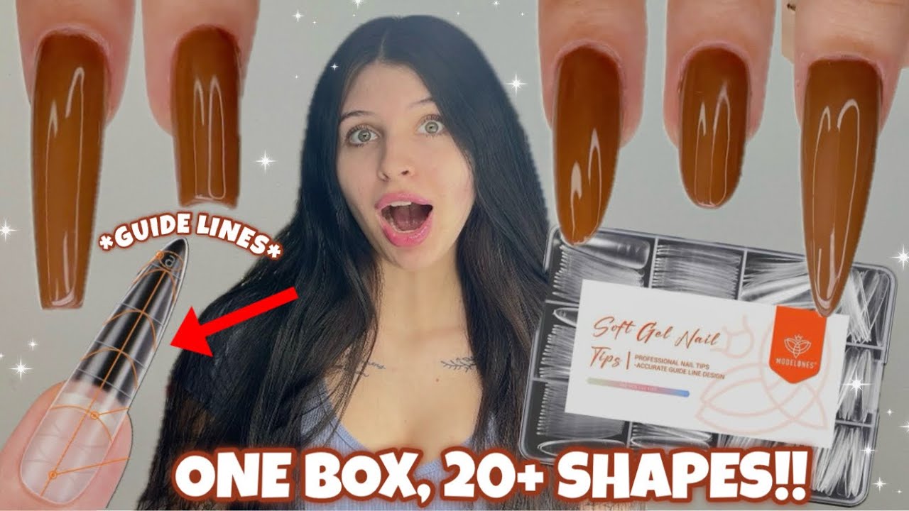 Trying Modelones NEW GUIDE LINE Soft Gel Nail Tips from Amazon | 20+ Nail Shapes in ONE Box?! 👀