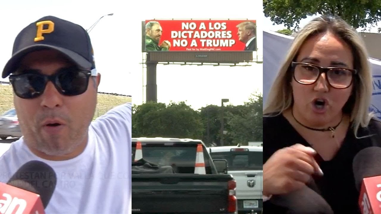 Exiliados cubanos amenazan con cerrar el Palmetto si no quitan valla que compara a Trump con Fidel