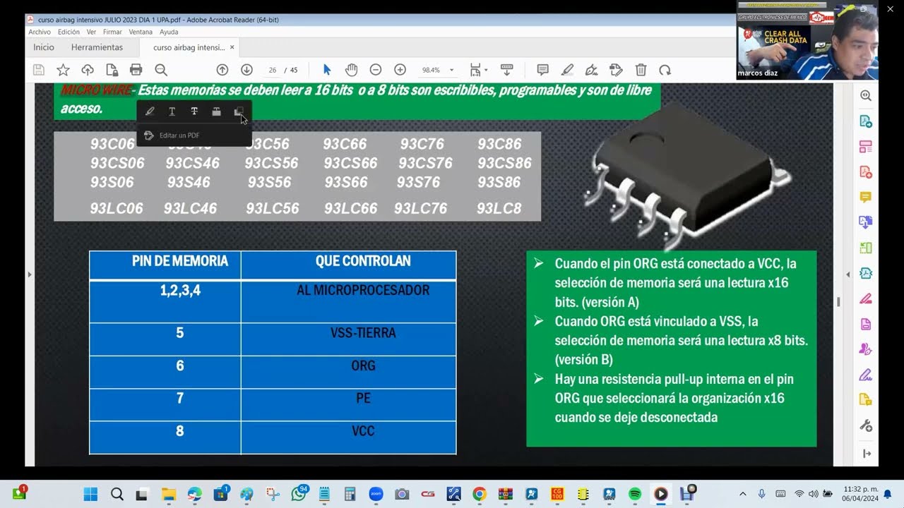 eeprom protocolo micro wire familia 93cxx