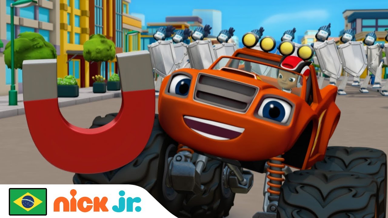 Blaze e os Monster Machines | Blaze contra o Esmagador na corrida pelo campeonato | Nick Jr.