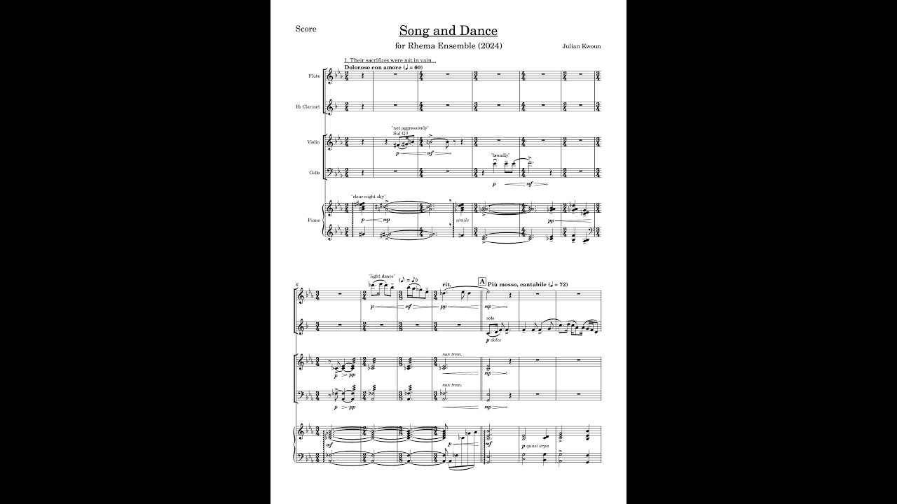 Song and Dance, Op.34 for Flute, Clarinet, Violin, Cello & Piano