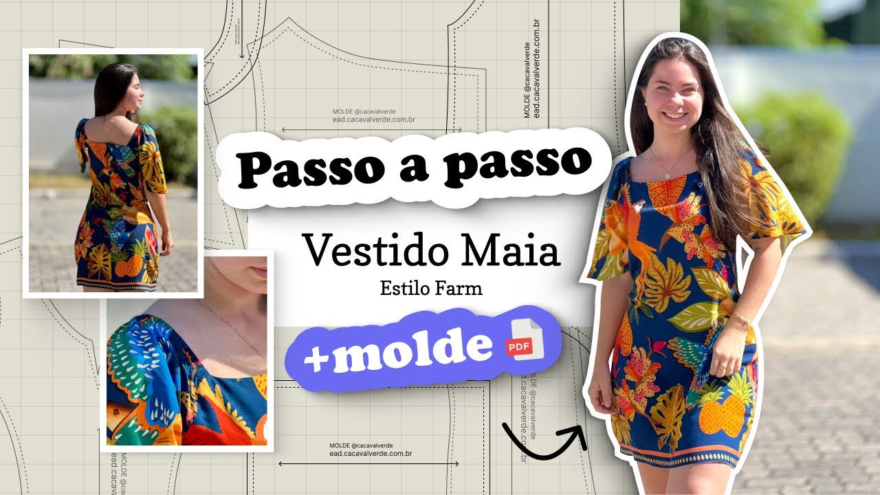 PASSO A PASSO como fazer Vestido Maia ESTILO FARM + MOLDES
