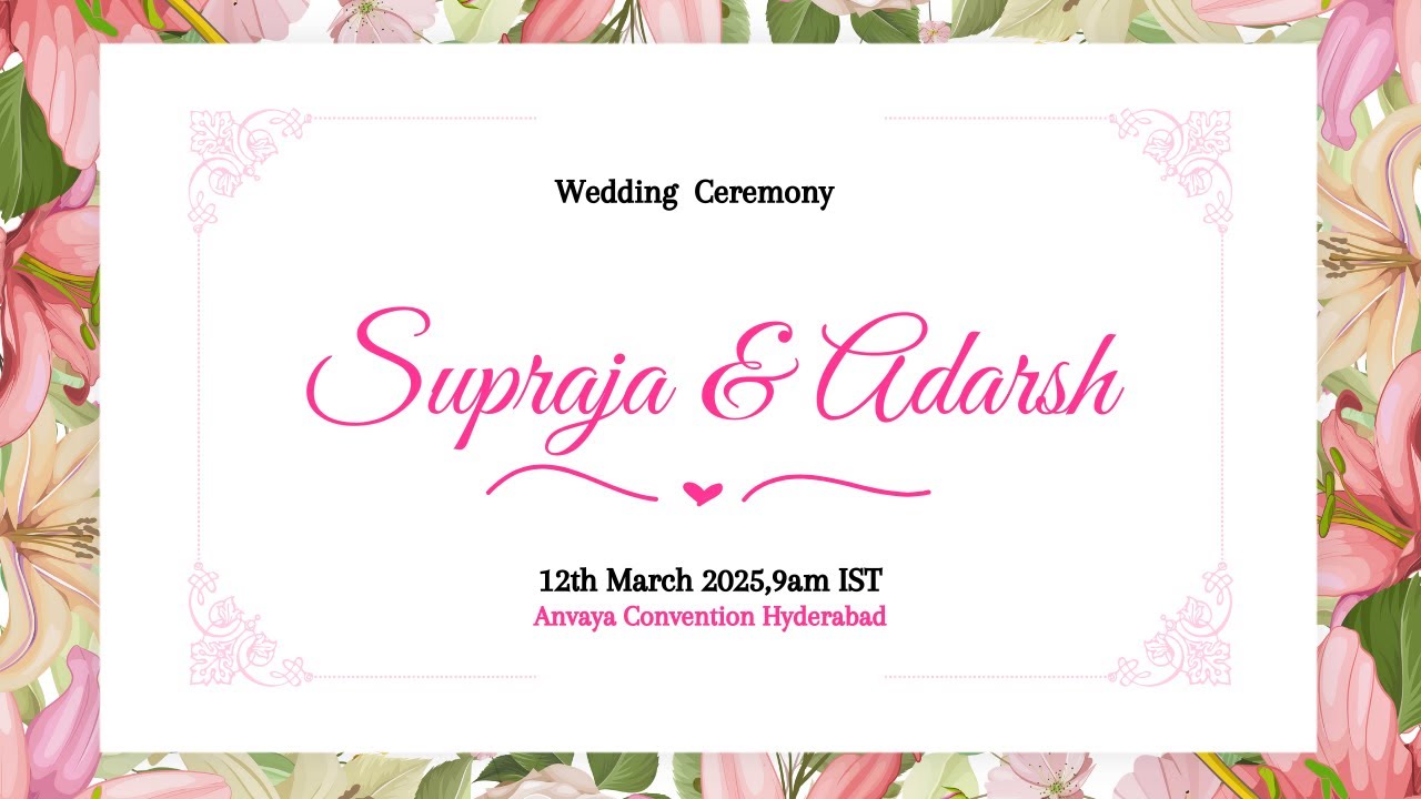 Sai Supraja & Adarsh Wedding Live Streaming