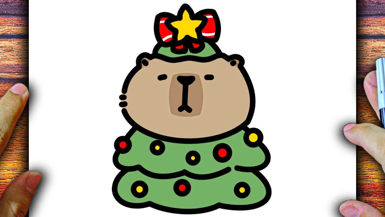CÓMO DIBUJAR UN CAPIBARA NAVIDEÑO