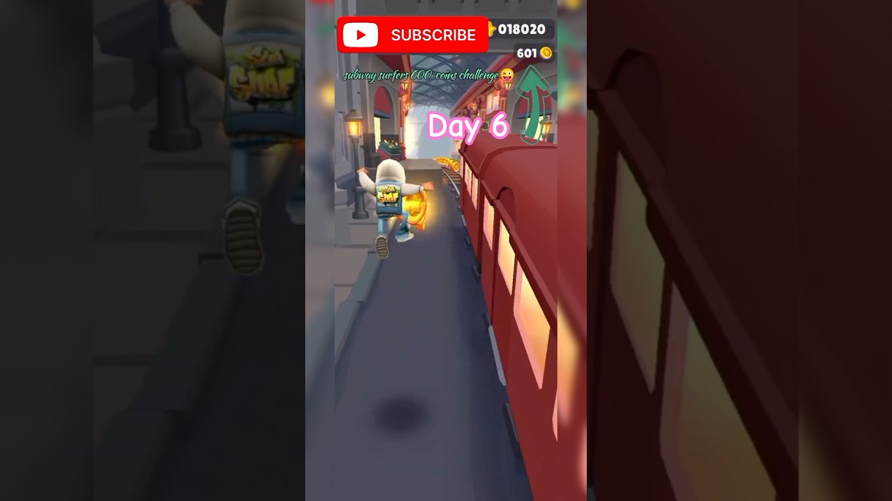 subway surfers:DAY 6/10 challenge 600 coins 😱.....? #gameplay #gameplay #games #subwaysurfers