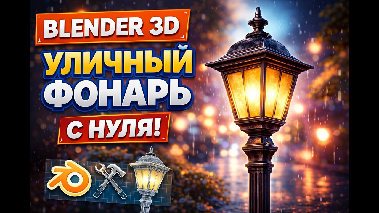 Моделирование уличного фонаря в Blender 3D с небольшим опытом моделирования | Подробный разбор