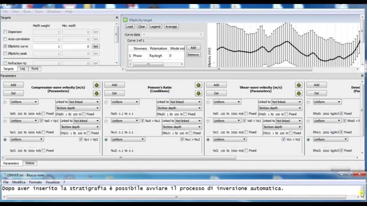 Uso del modulo dinver di geopsy per elaborazioni di sondaggi HVRS.