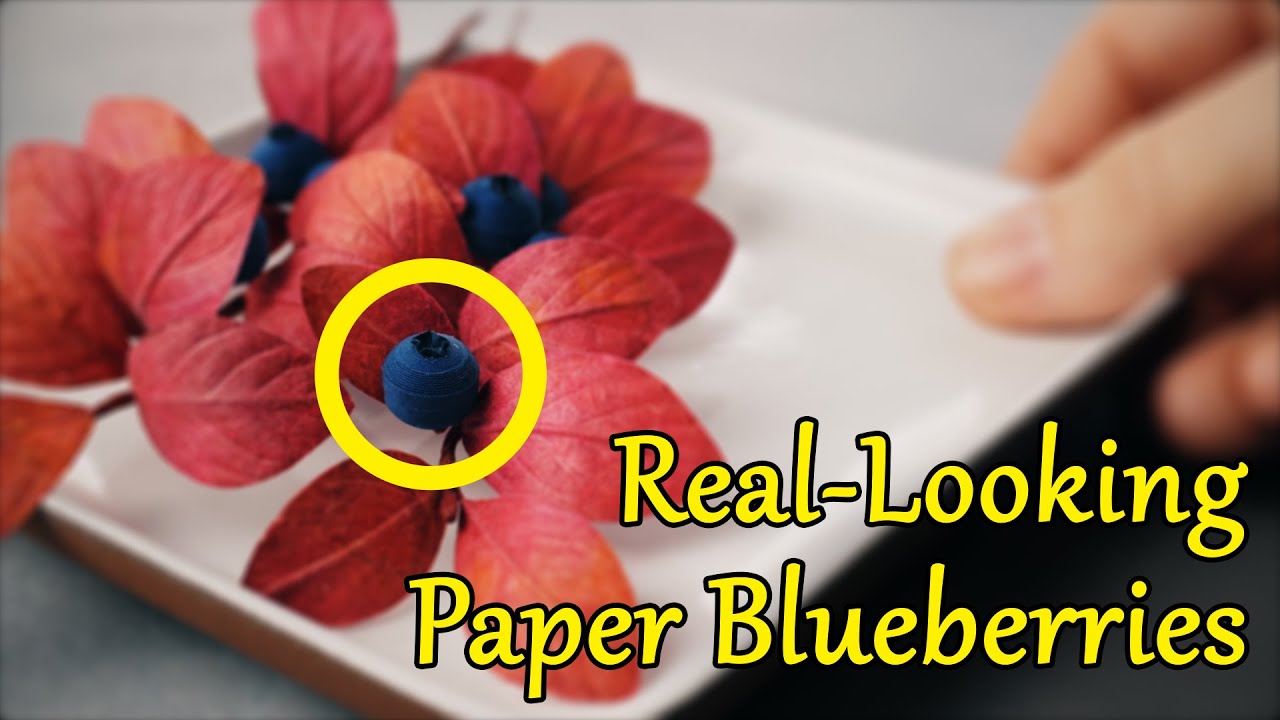 Paper Blueberries with Autumn Leaves - 3D Paper Quilling Art - Relaxing Art