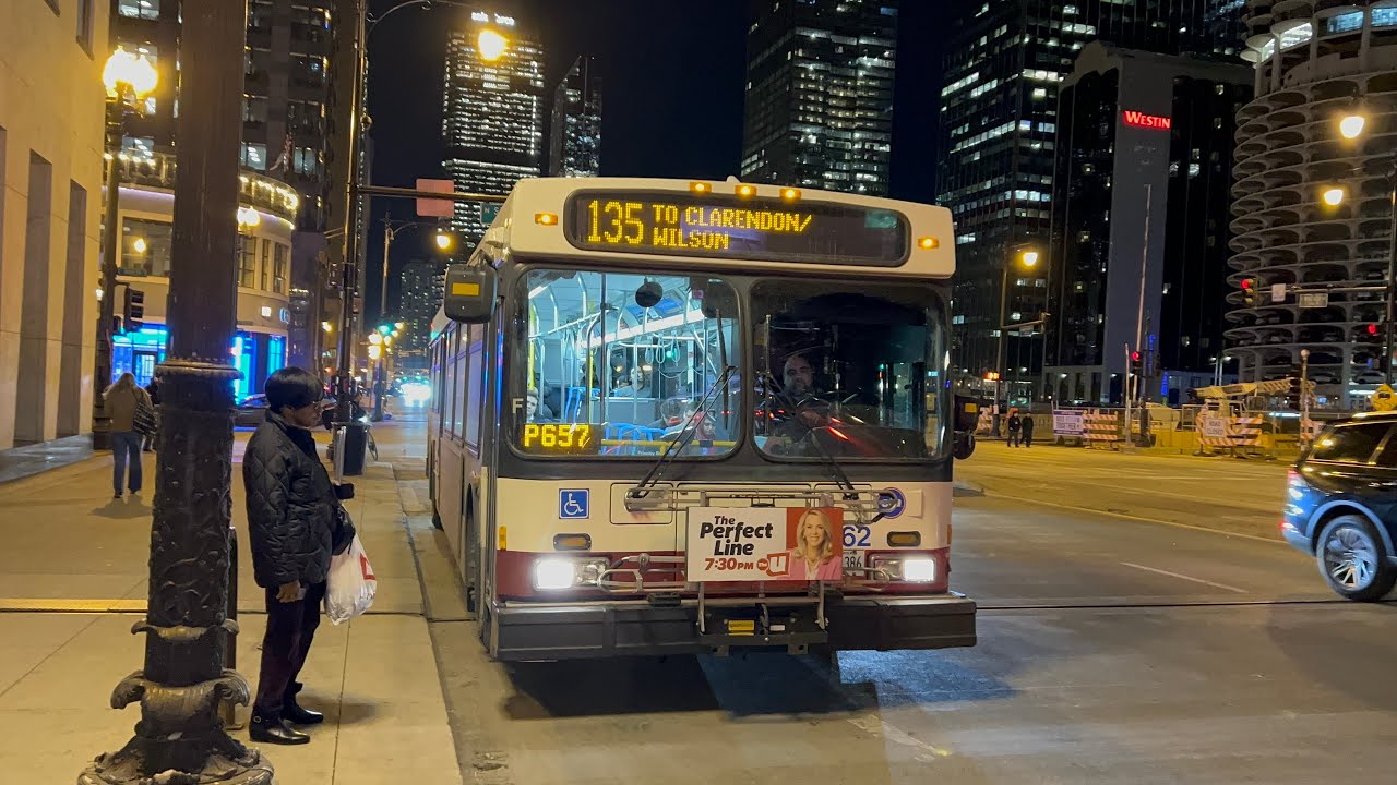 CTA Bus Ride 135 Clarendon/Lasalle Express From State To Brompton CTA New Flyer D40LF 2007 #1362