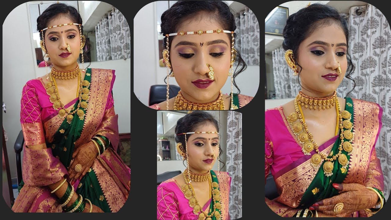 Maharashtrian bridal makeup tutorial/marathi नववारि cha makeup/marathi makeup with ज्वेलरी😍🥰