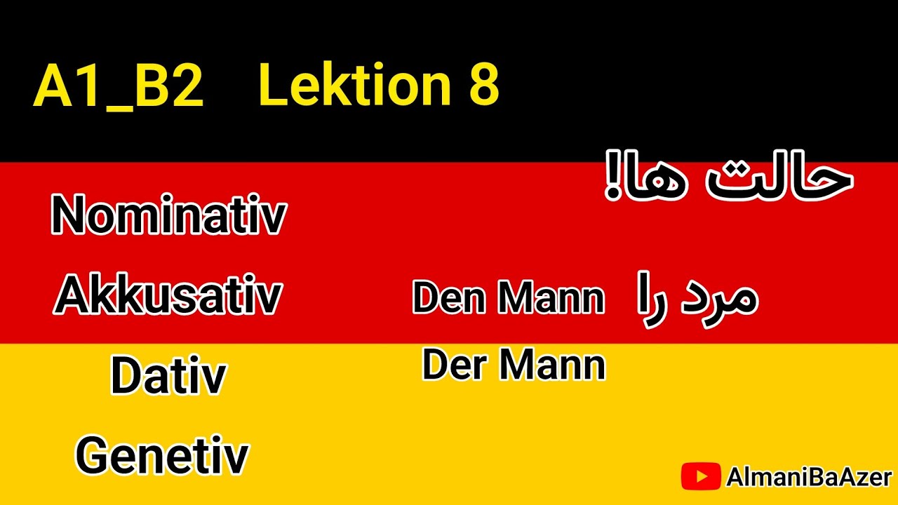 A1_B2 | Lektion 8 | Die Fälle | Nominativ, Akkusativ,Dativ, Genetiv|چهار حالت در زبان آلمانی
