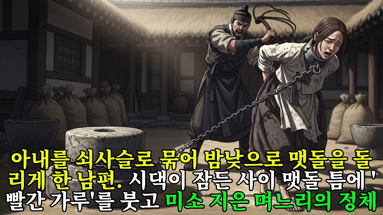 아내를 쇠사슬로 묶어 밤낮으로 맷돌을 돌리게 한 남편. 시댁이 잠든 사이 맷돌 틈에 '빨간 가루'를 붓고 미소 지은 며느리의 정체 | 조선야담 | 오디오북