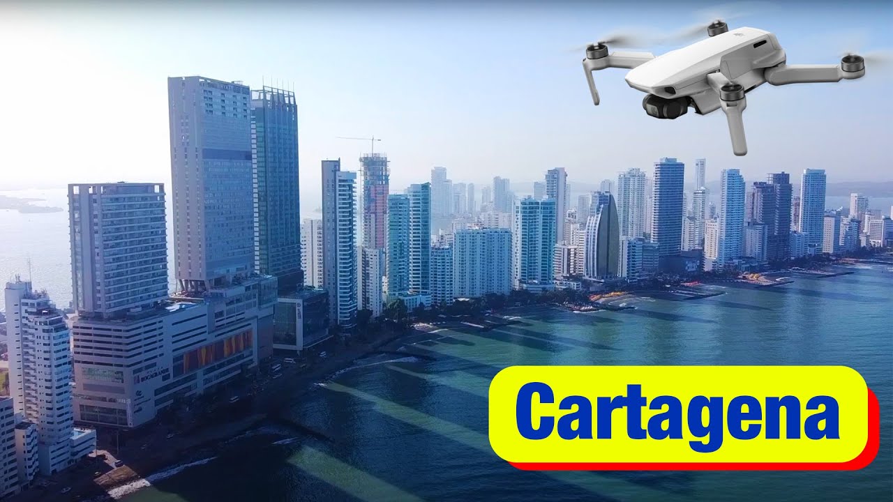 Cartagena Bocagrande Skyline and Beaches - Drone Flight - Colombia