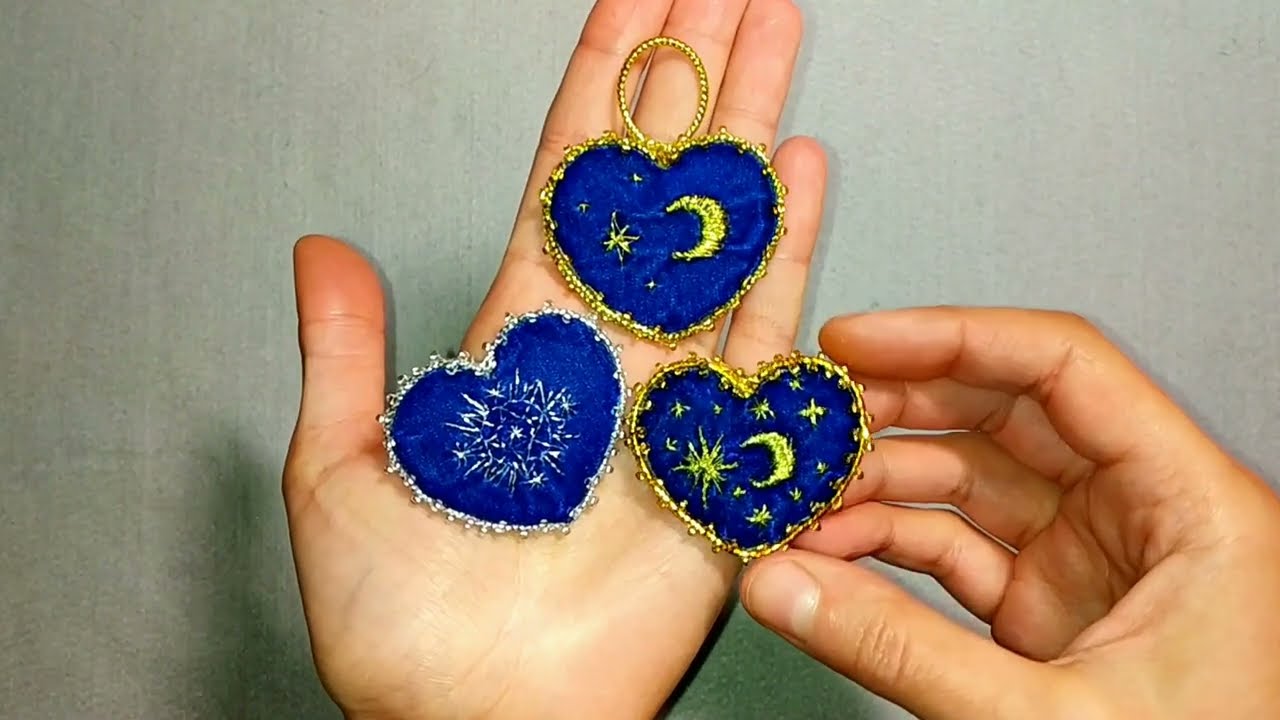 Amazing needlework 😍 DIY velvet heart with hand embroidery. Gift ideas, simple tutorial, embroidery