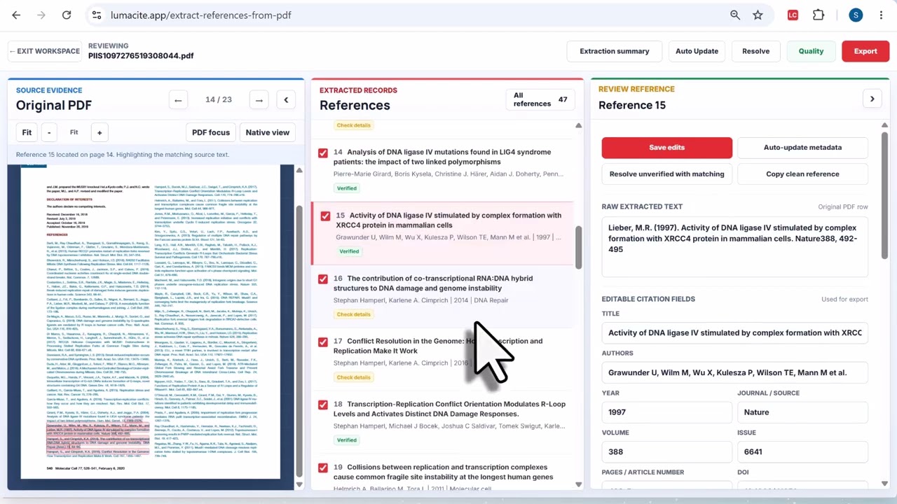 Upload a PDF and Extract Its References with LumaCite