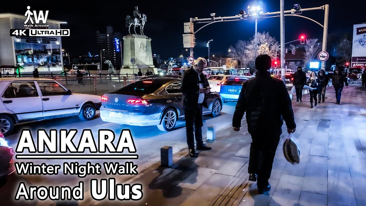 ANKARA Kış Gecesinde Yürüyüş Turu | 4K Night Walk Around Ulus Square