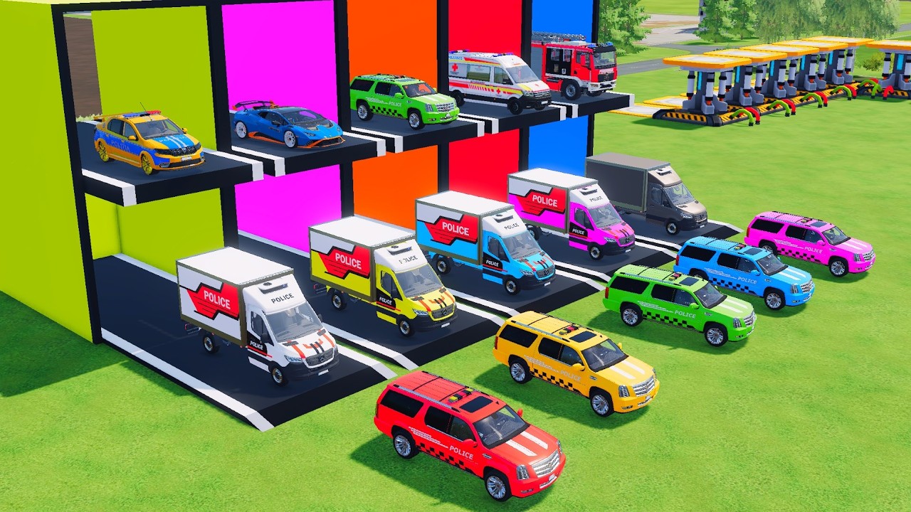 Garage with Colors - ALL MIXER TRUCK WITH DOUBLE FLATBED TRAILER TRUCK, VOLVO, RENAULT, MAN, TATRA