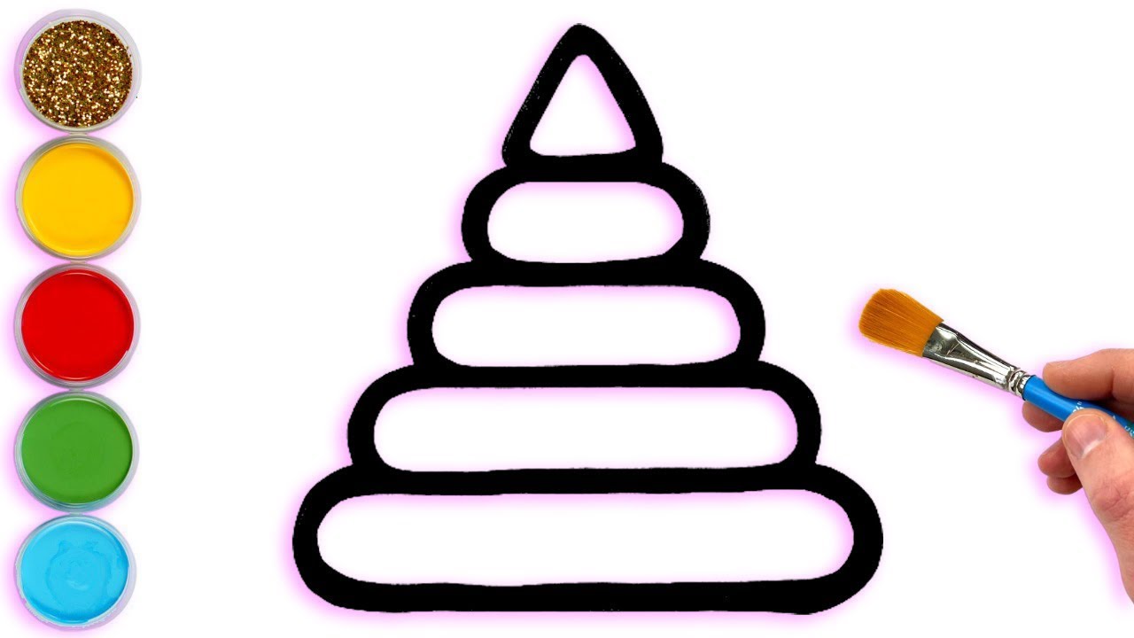 🌈🎨 Rainbow Toy Pyramid Drawing, Painting & Coloring | Fun Art Time for Kids & Toddlers! 🖍️