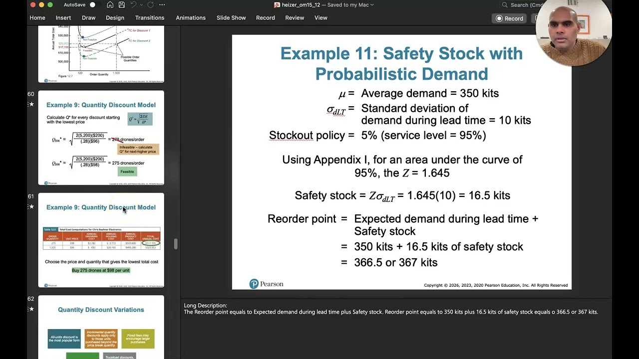 Safety Stock and reorder points