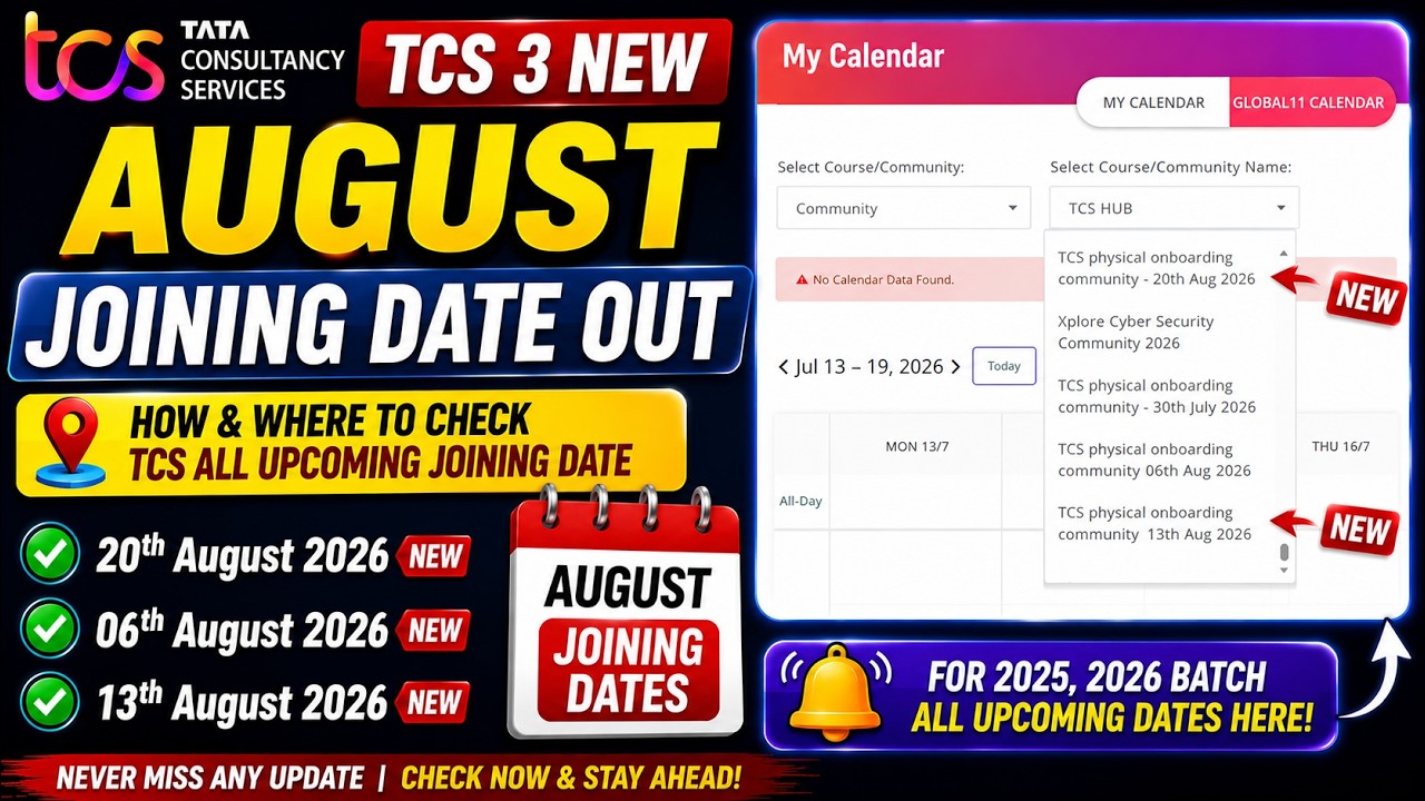 Finally TCS August 3 Confirmed Joining Date Out | How & Where to Check All Upcoming TCS Joining Date