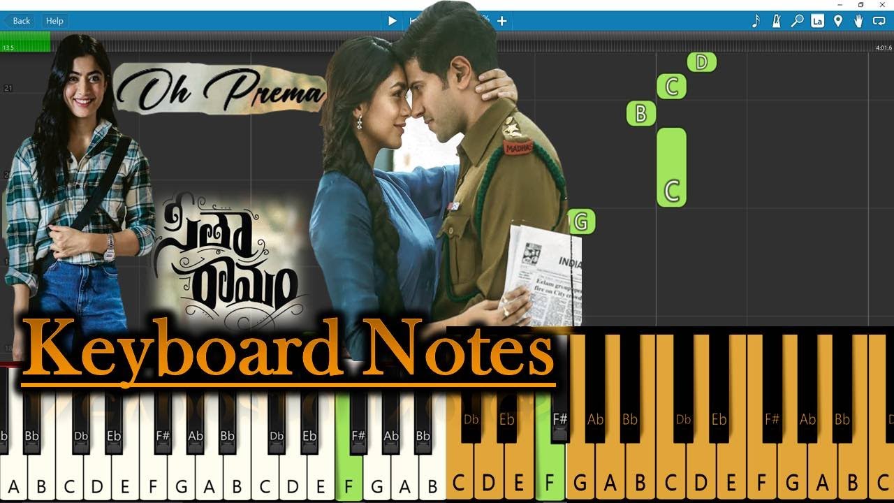 Oh Prema Song Keyboard Notes | Vishal Chandrasekhar | Dulquer Salman | Sita Ramam
