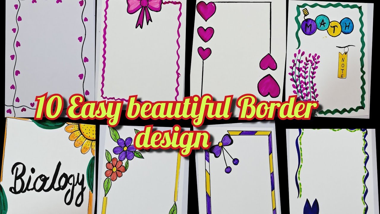 10 Easy cute front page border design l assignment Border design l project work l Handmade border 
