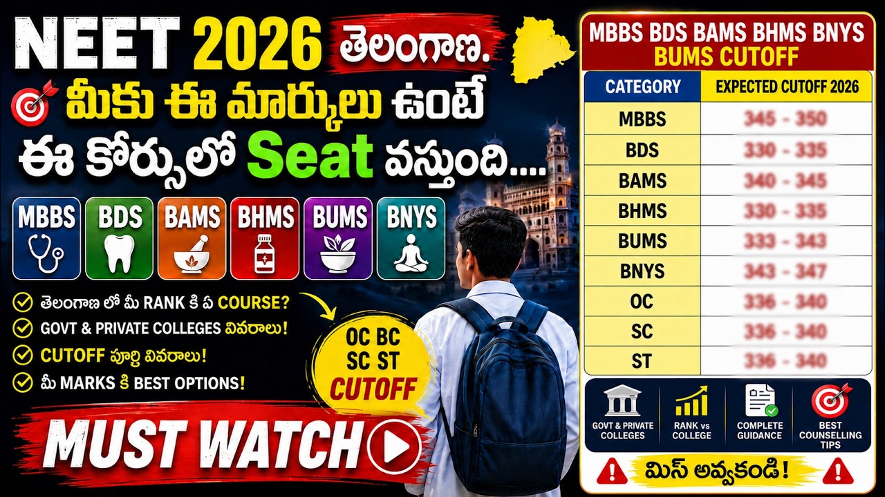 NEET 2026 Telangana Cutoff || Telangana MBBS Cutoff 2026 || Ts BDS Cutoff || TS AYUSH Cutoff