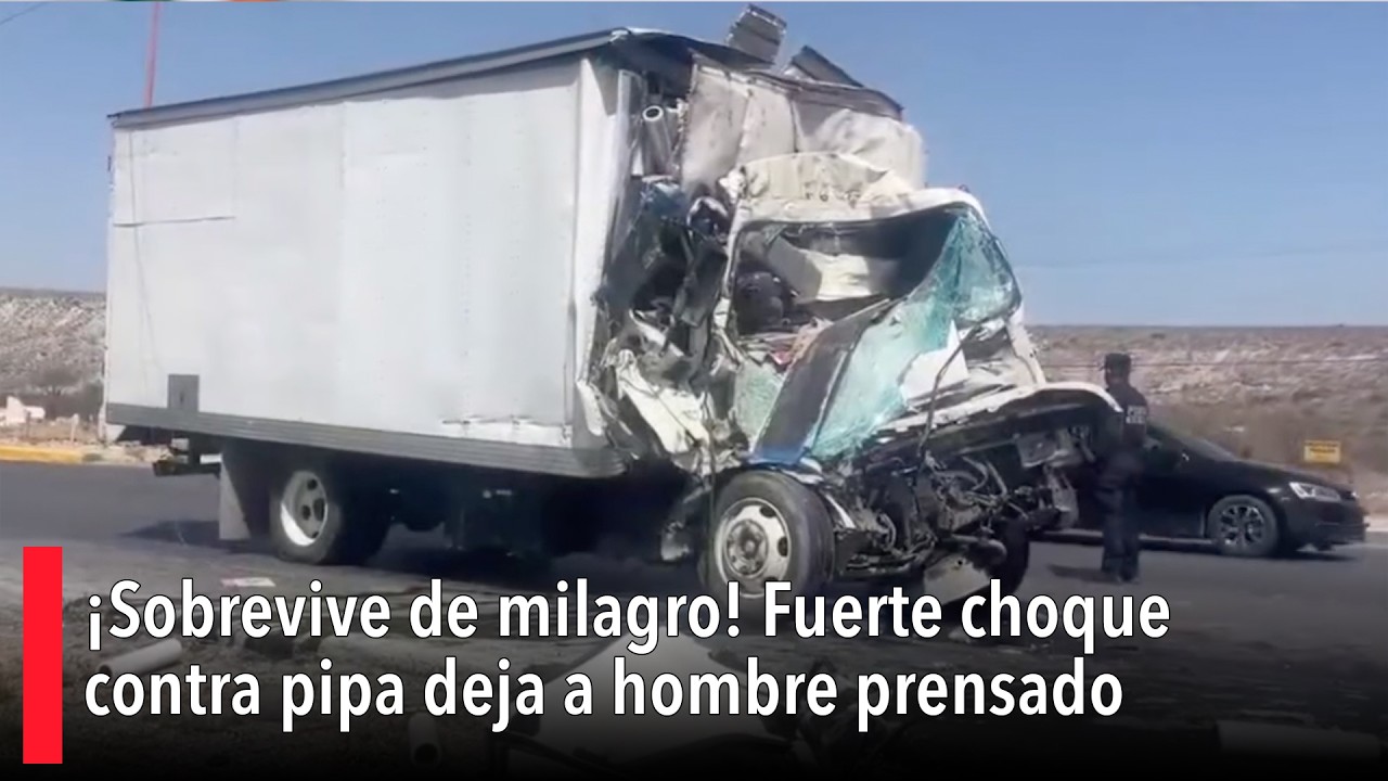 ¡Sobrevive de milagro! Fuerte choque contra pipa deja a hombre prensado en el Libramiento OFT