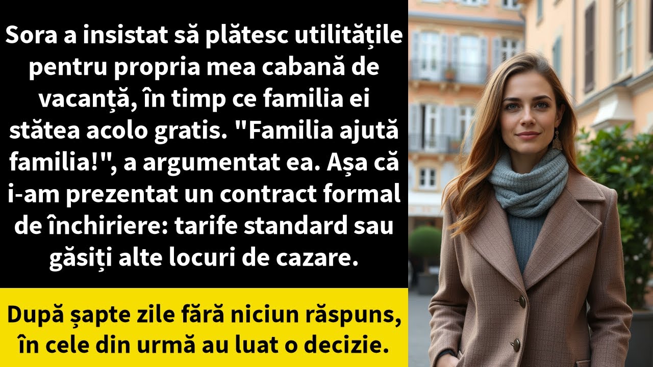 Sora a insistat să plătesc utilitățile pentru propria mea cabană de vacanță, în timp ce familia ei