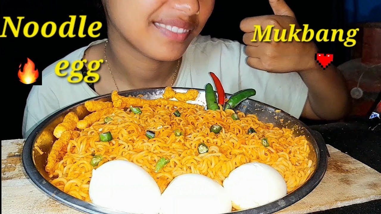 NOODLE 🍜 EGG MUKBANG EATING CHALLENGE SPICY FOOD ♥️🔥