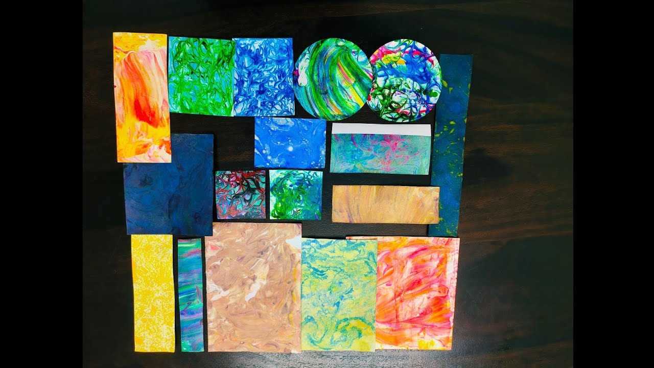 Paper marbling | On water with oil & acrylic paint | On shaving foam with food colours