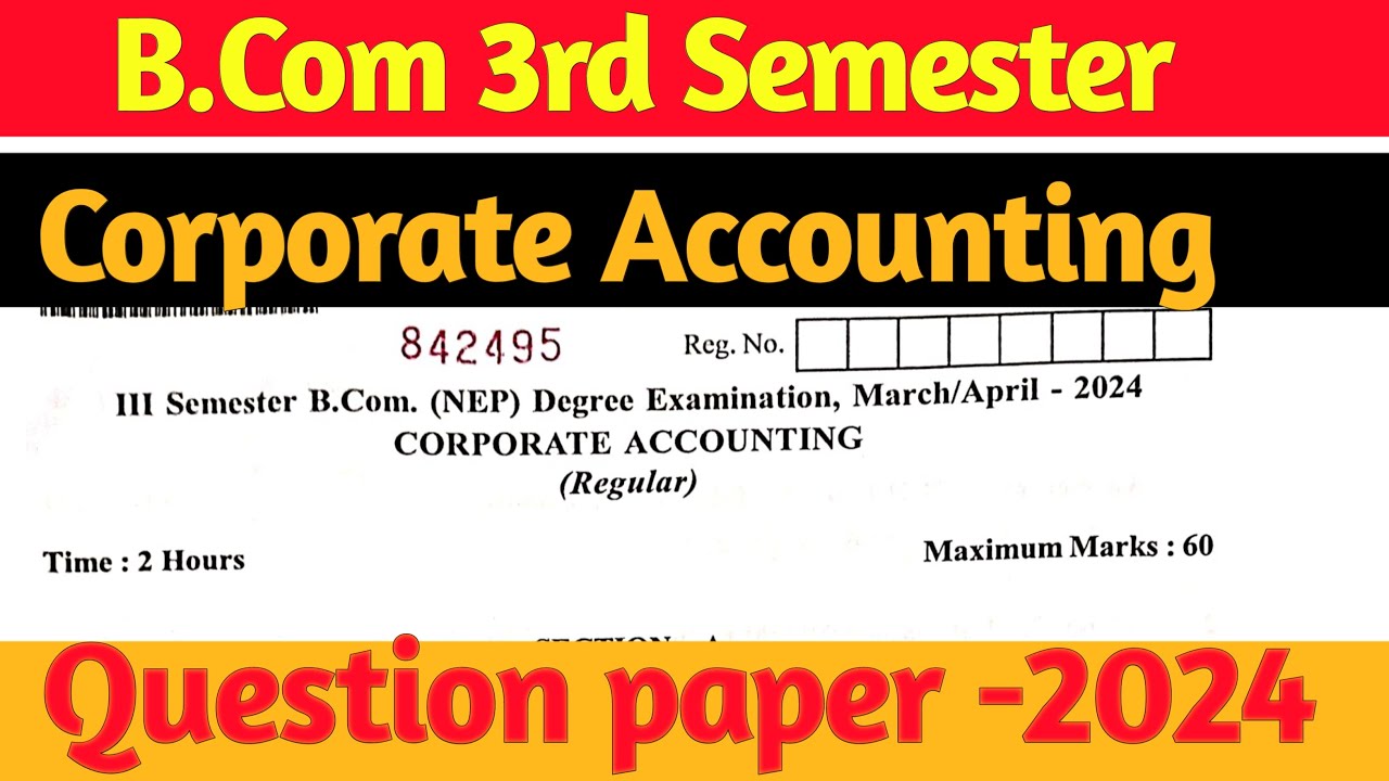 B.com 3rd semester corporate accounting question paper | RCUB |