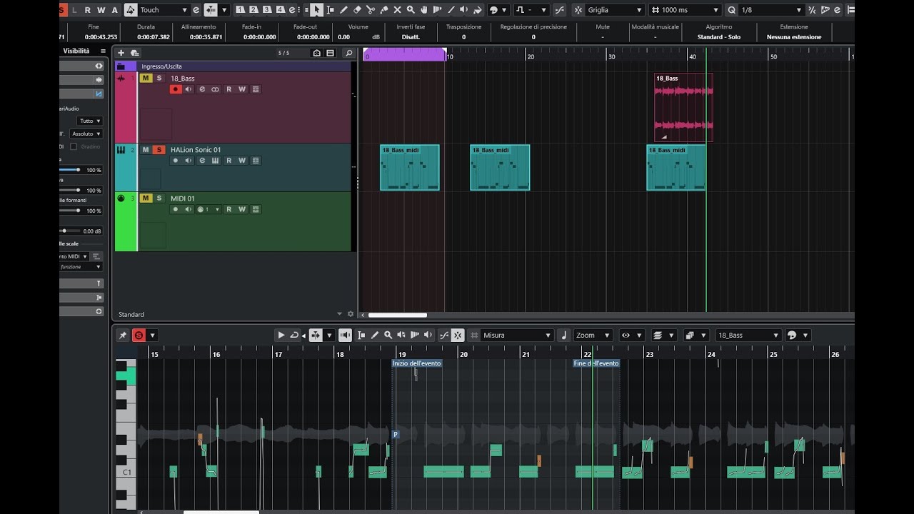 Cubase : Estrarre  una parte midi da una traccia Audio