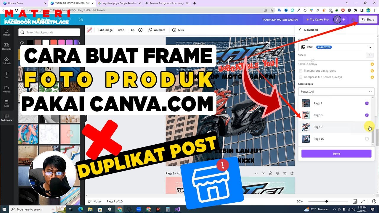 🟢Cara Membuat Frame Foto Produk Di Canva Agar Tidak Duplikat Post Di Facebook Marketplace
