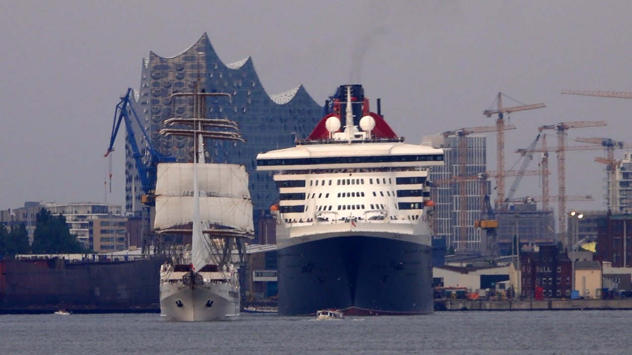 Queen Mary 2 / Sea Cloud Spirit / MS Europa / Auslaufen Hamburg 14.08.2022