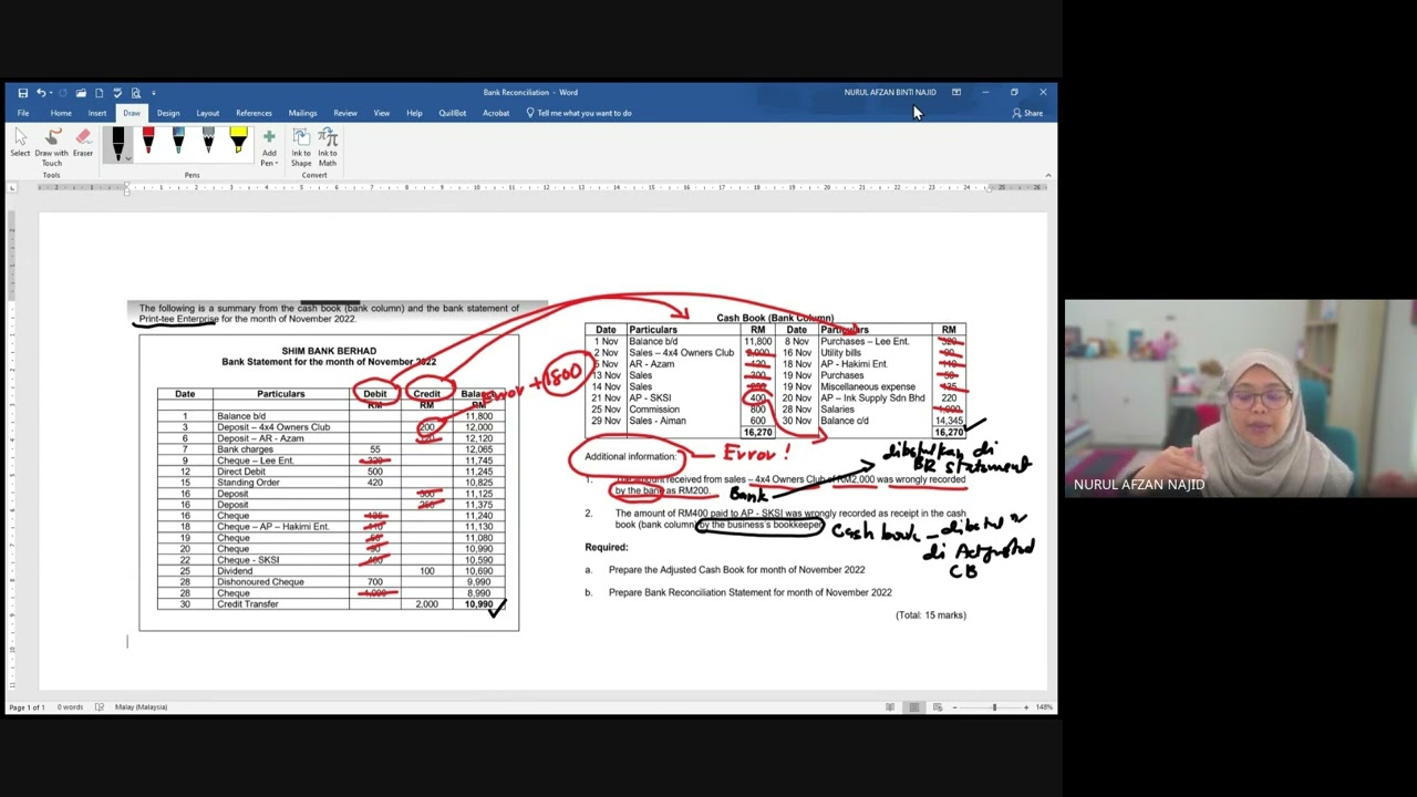 How to prepare Adjusted Cash Book and Bank Reconciliation Statement?