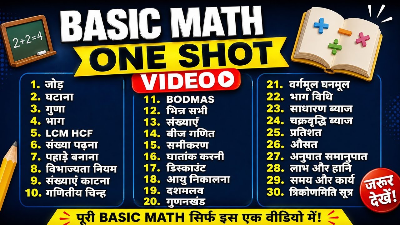 बेसिक मैथ वन शॉट वीडियो | एक वीडियो में बेसिक गणित के सभी टॉपिक | basic maths
