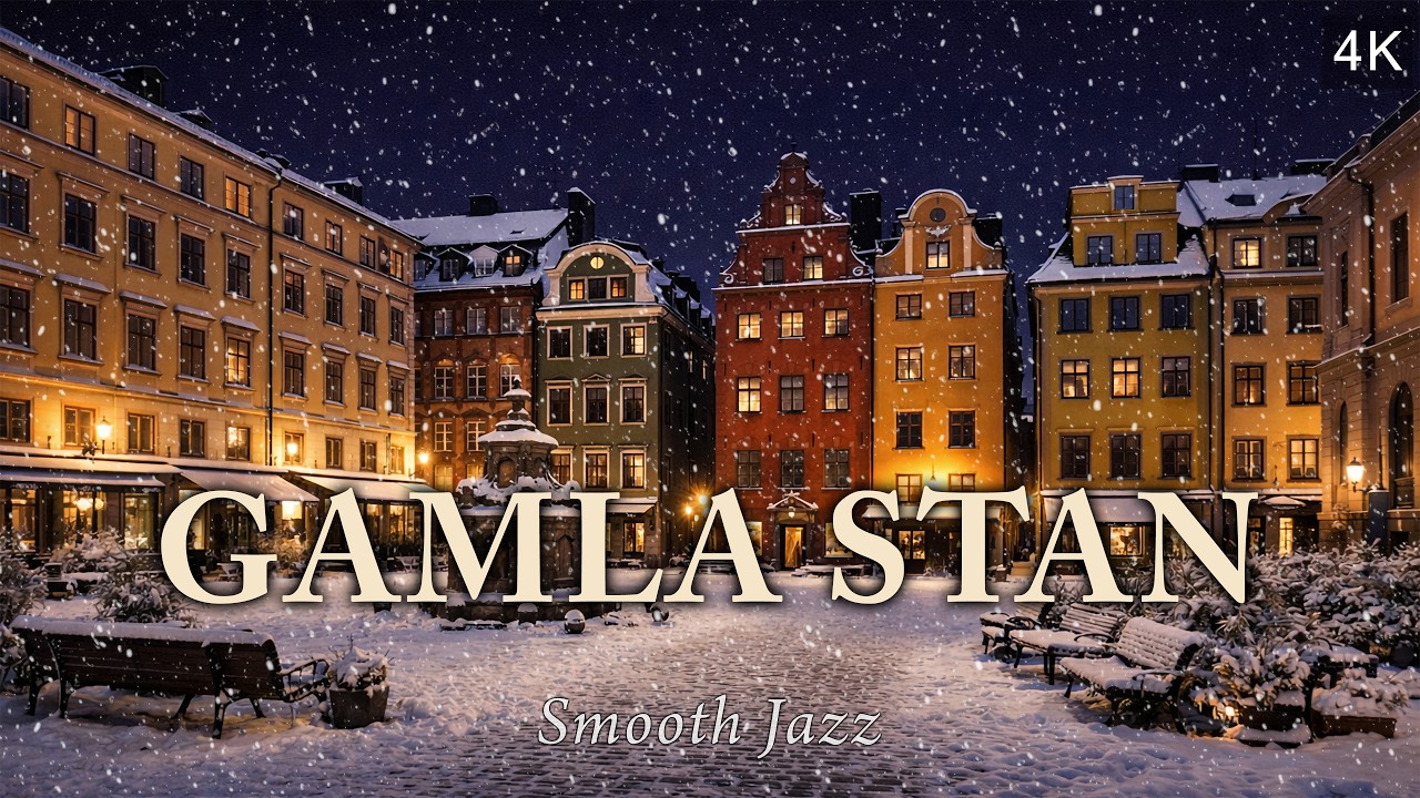❄️Gamla Stan Snowy Night Ambiance - 1 Hour Smooth Jazz - Stockholm Night Vibes
