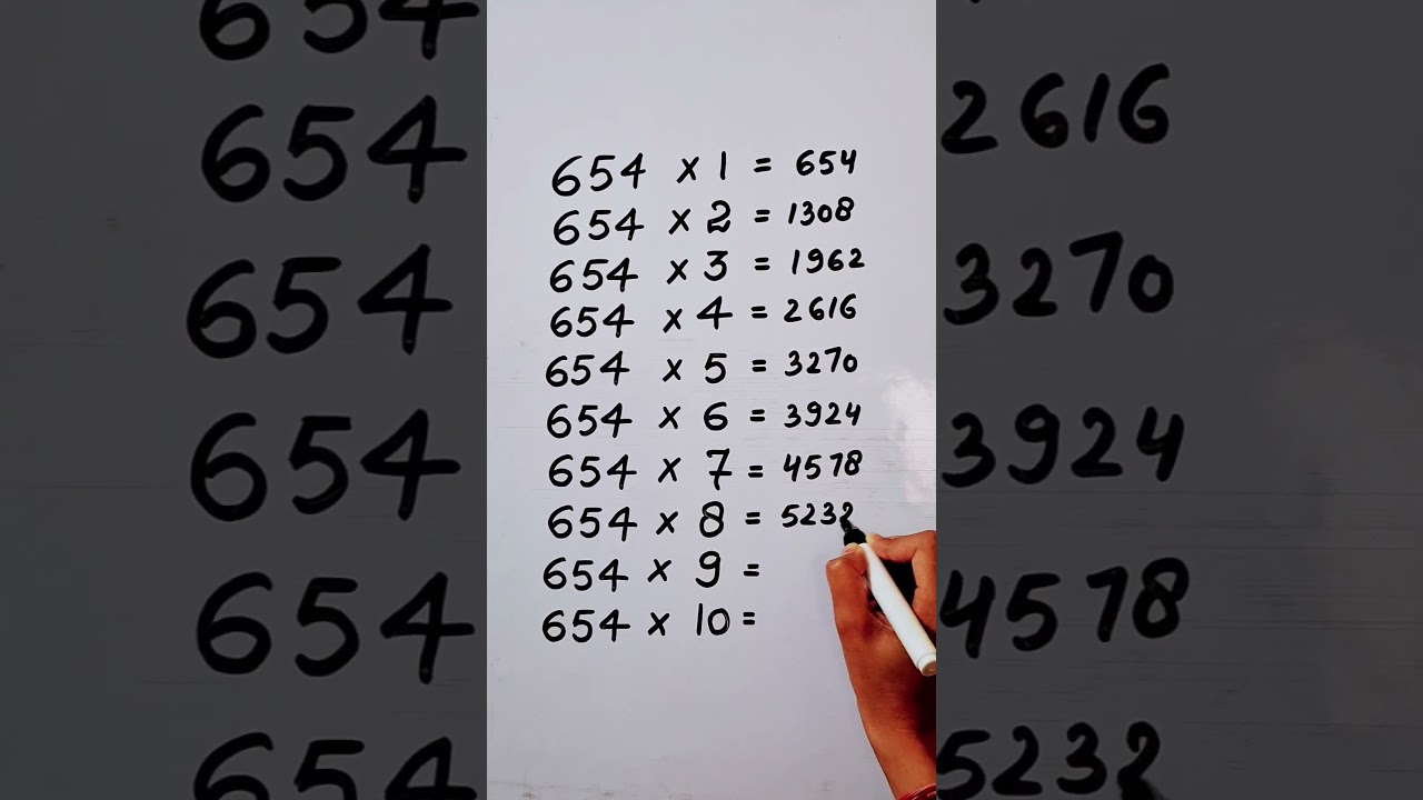 Write the Table of 654 in 17 second only..#maths #mathshack #mathstricks #mathematicks