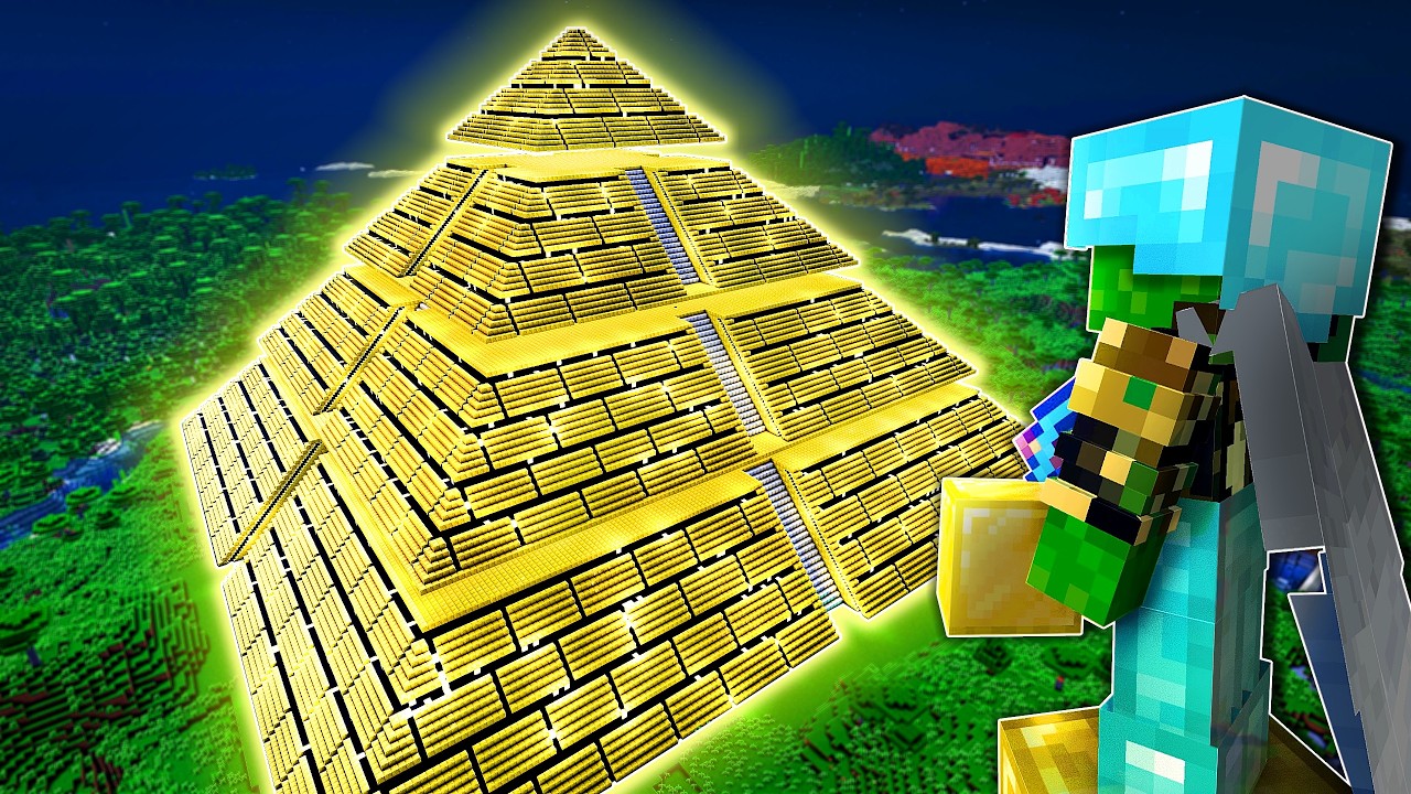 Eu Construí a MAIOR PIRÂMIDE de OURO no Minecraft