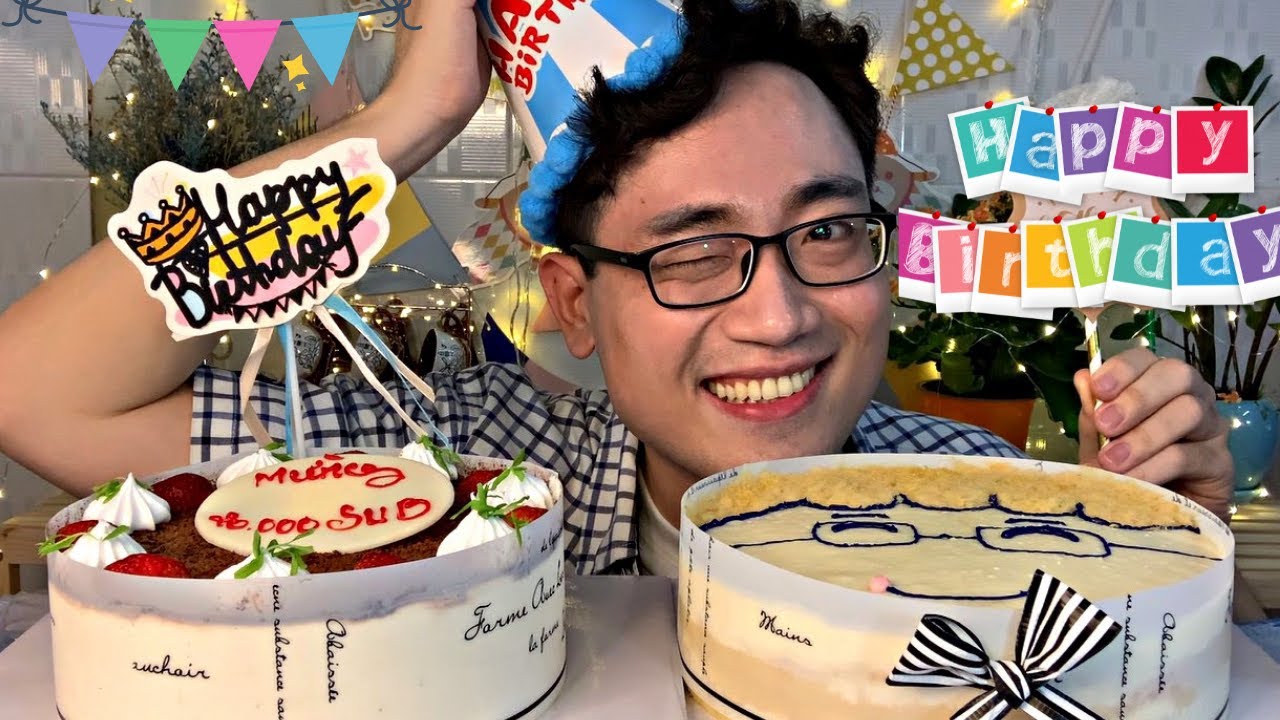 Mừng Sinh Nhật Với Bánh Bông Lan Trứng Muối Chà Bông Sốt Phô Mai + Bánh Kem Tiramisu Dâu Mừng 20.000